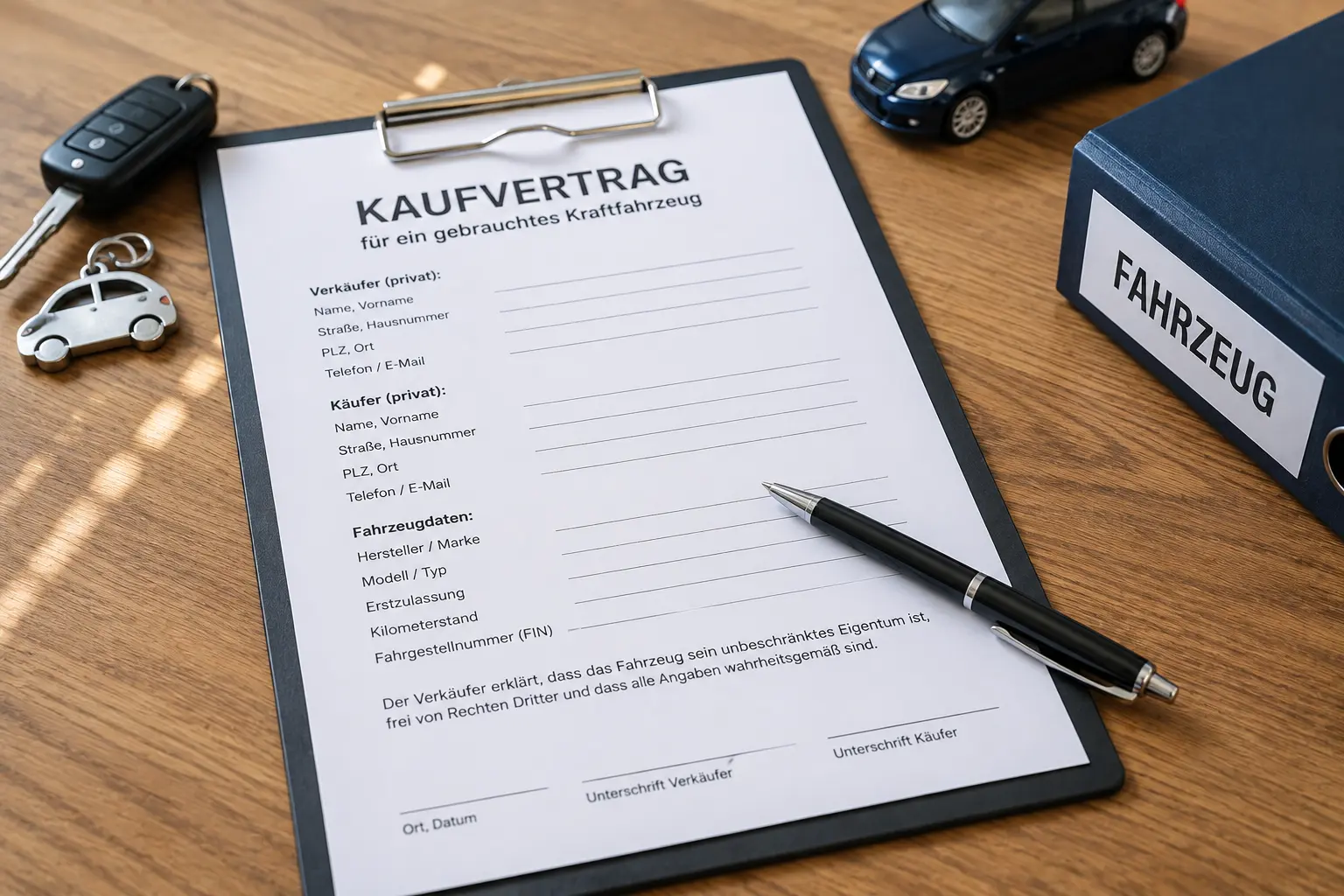 Privater Kaufvertrag fürs Auto