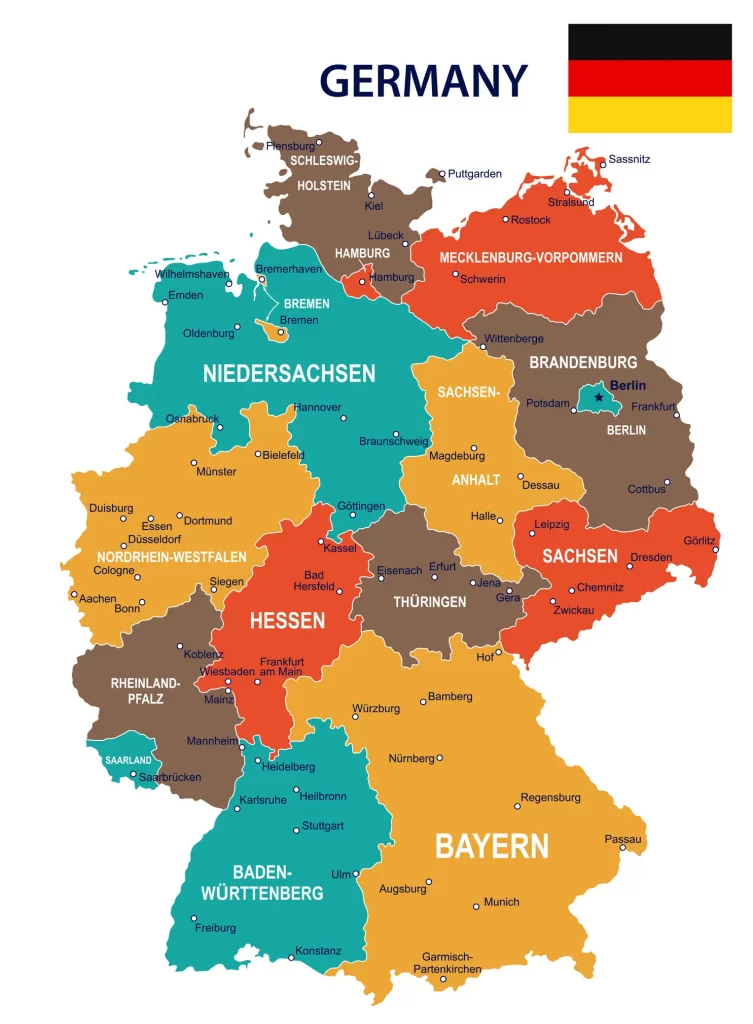 „Deutschlandkarte zur Darstellung unseres bundesweiten Autoankaufs bei Motor- und Getriebeschäden.“